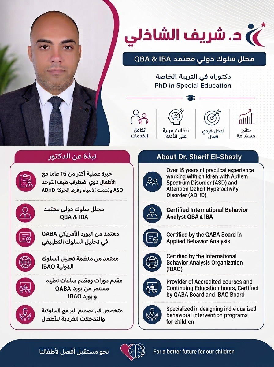 د. شريف الشاذلي — محلل سلوك دولي معتمد QBA & IBA